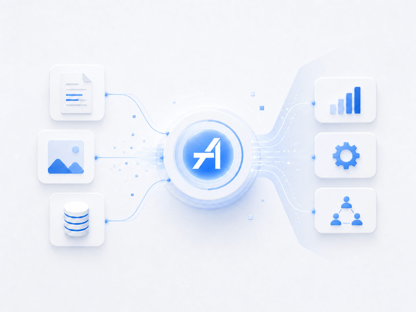 TailorAI 將文件、影像與資料轉換為業務洞察的 AI 流程示意
